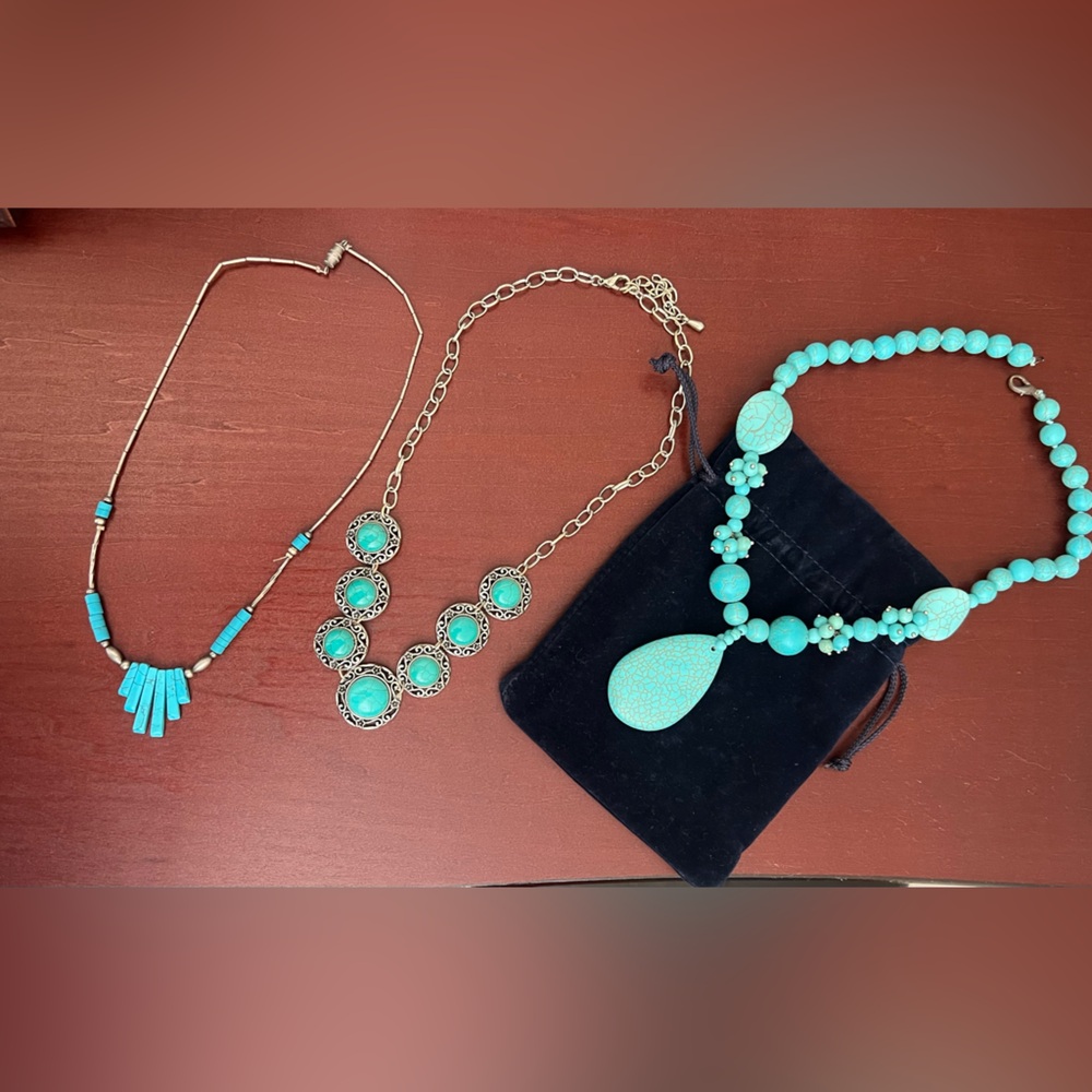 Bundle of three gorgeous turquoise necklaces.